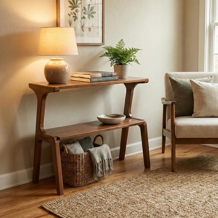 Dvita – Sculpted Dual Shelf Side Table