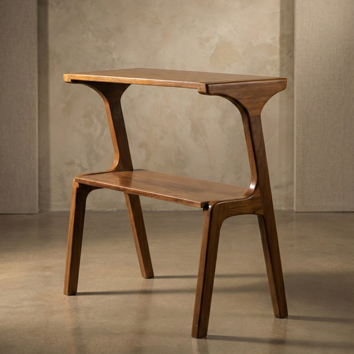 Dvita – Sculpted Dual Shelf Side Table