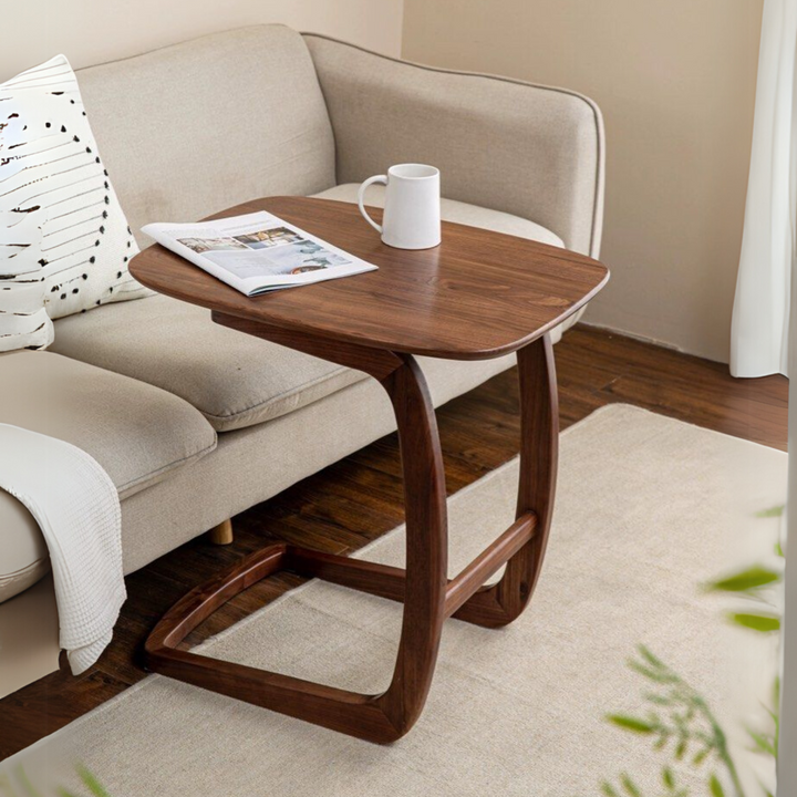 Curved Leg Wooden Side Table [C Shape]