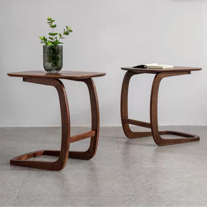 Curved Leg Wooden Side Table [C Shape]