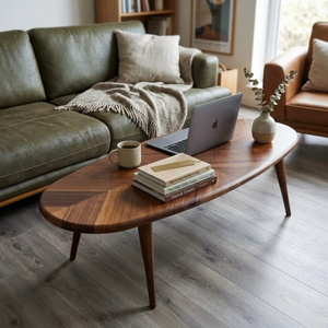 Linea Oval Teak Wood Center Table