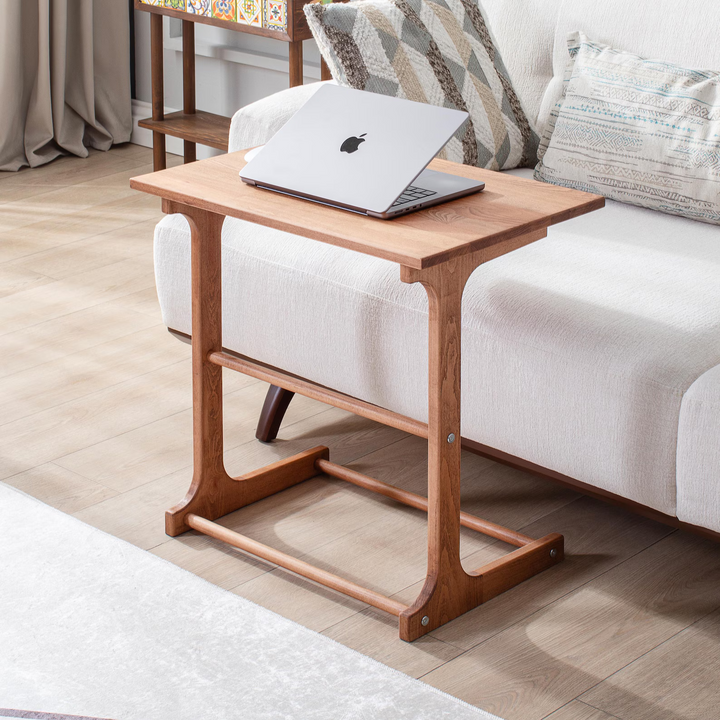 Slim Wooden Side Table for Sofa – Handcrafted in Teak