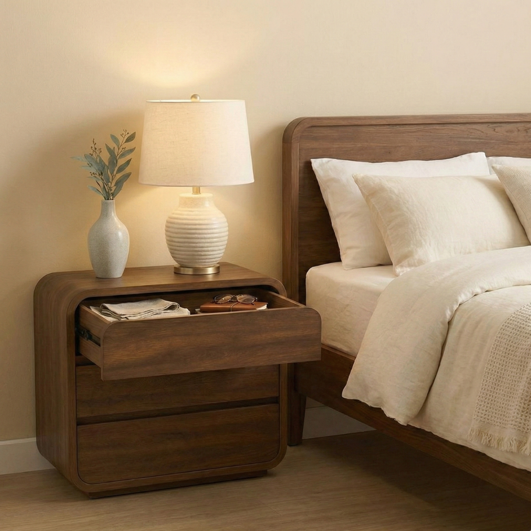 Reya Table Reya Bedside Table in Solid Teak Wood | AMODHA Designs