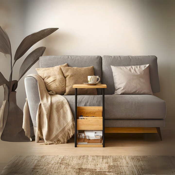 C-Side Table with Magazine Rack