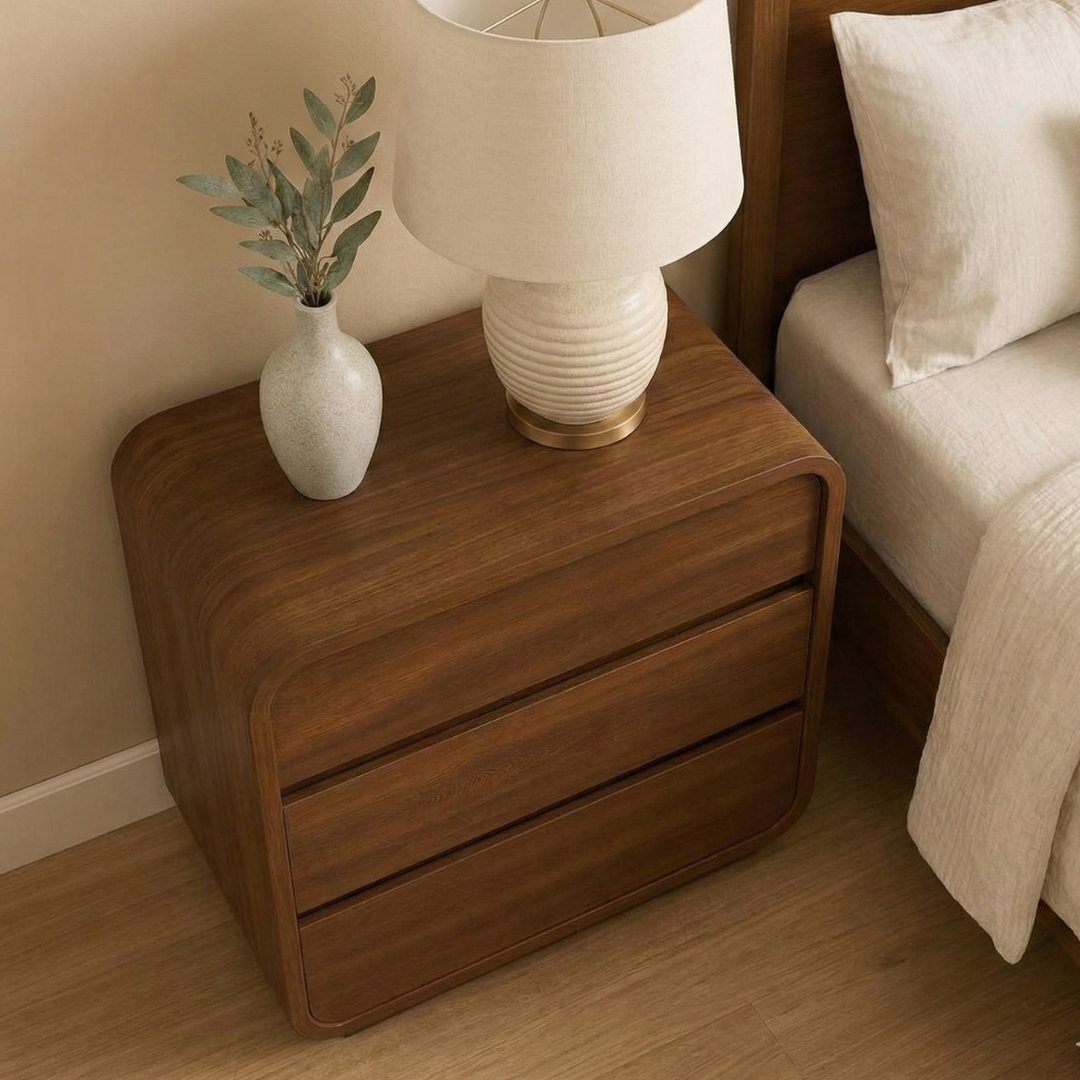 Reya Table Reya Bedside Table in Solid Teak Wood | AMODHA Designs