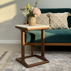 Stambh C Table – Solid Teak C-Shaped Table
